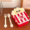 Creative shaped popcorn lunch box, bento box, compartments, student and children's lunch box, fresh-keeping box, cute bento box details Picture